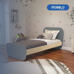 Cama Sencilla 1.00 Valentina Azul, Natural