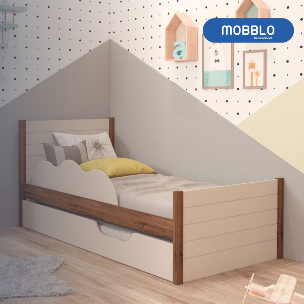 CAMA NIDO 100 HARRY BLANCO OFF NATURAL OSCURO