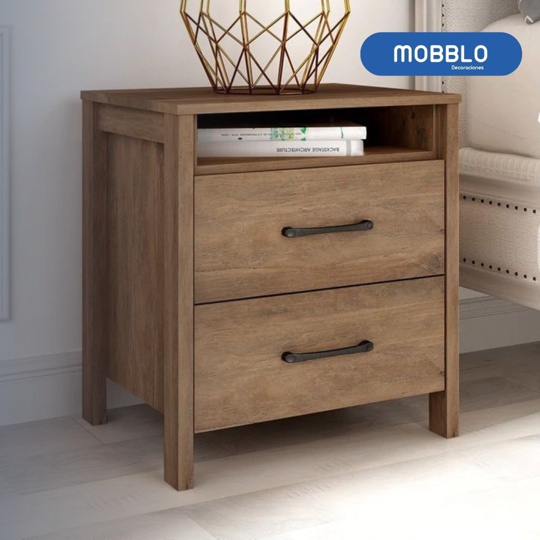 MESA DE NOCHE MILAN NATURAL OSCURO